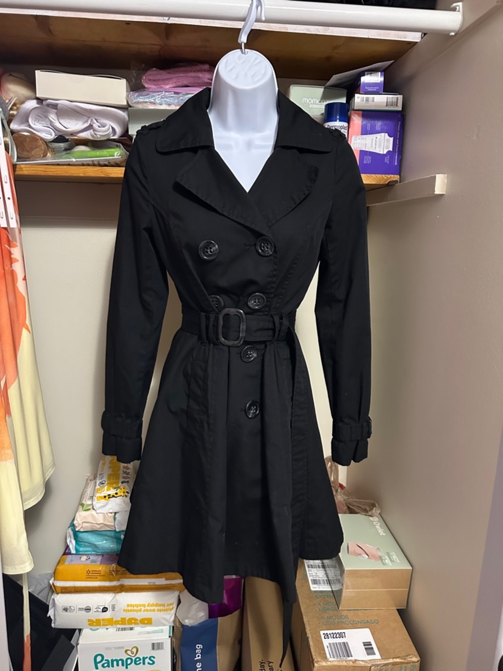 Divided by H&M size 2 Black Trench Coat with Belt